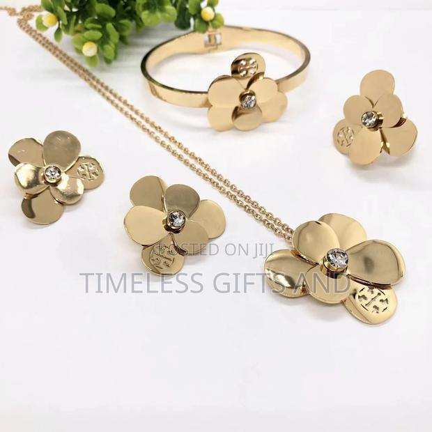 Gold Jewelry Necklace Earrings Bracelet Ring Gift Set