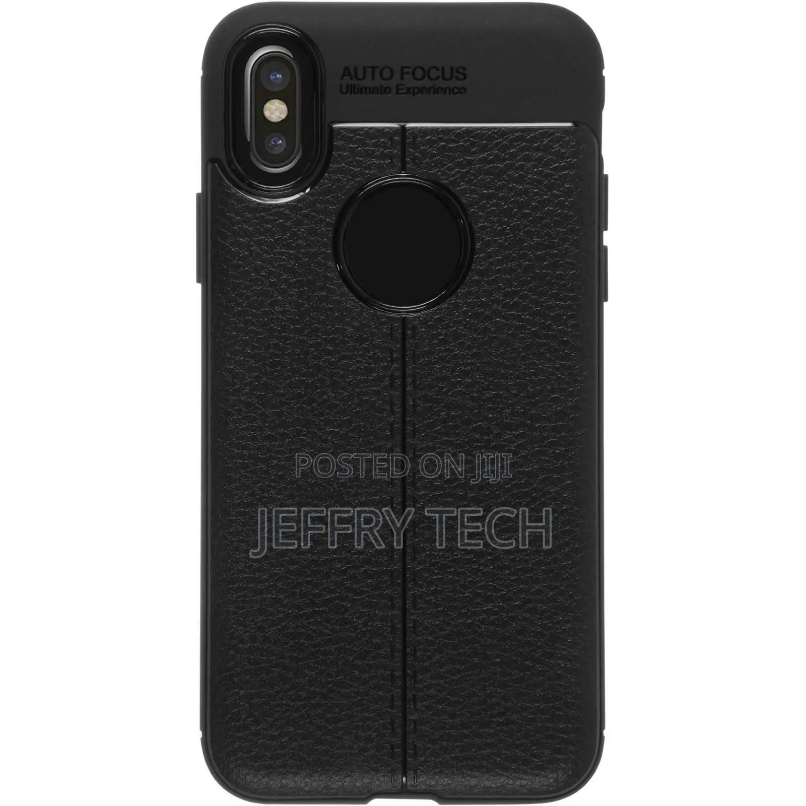 Silicone Case for Apple iPhone X/Xs Black Leather Look Cover