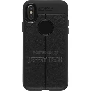 Silicone Case for Apple iPhone X/Xs Black Leather Look Cover