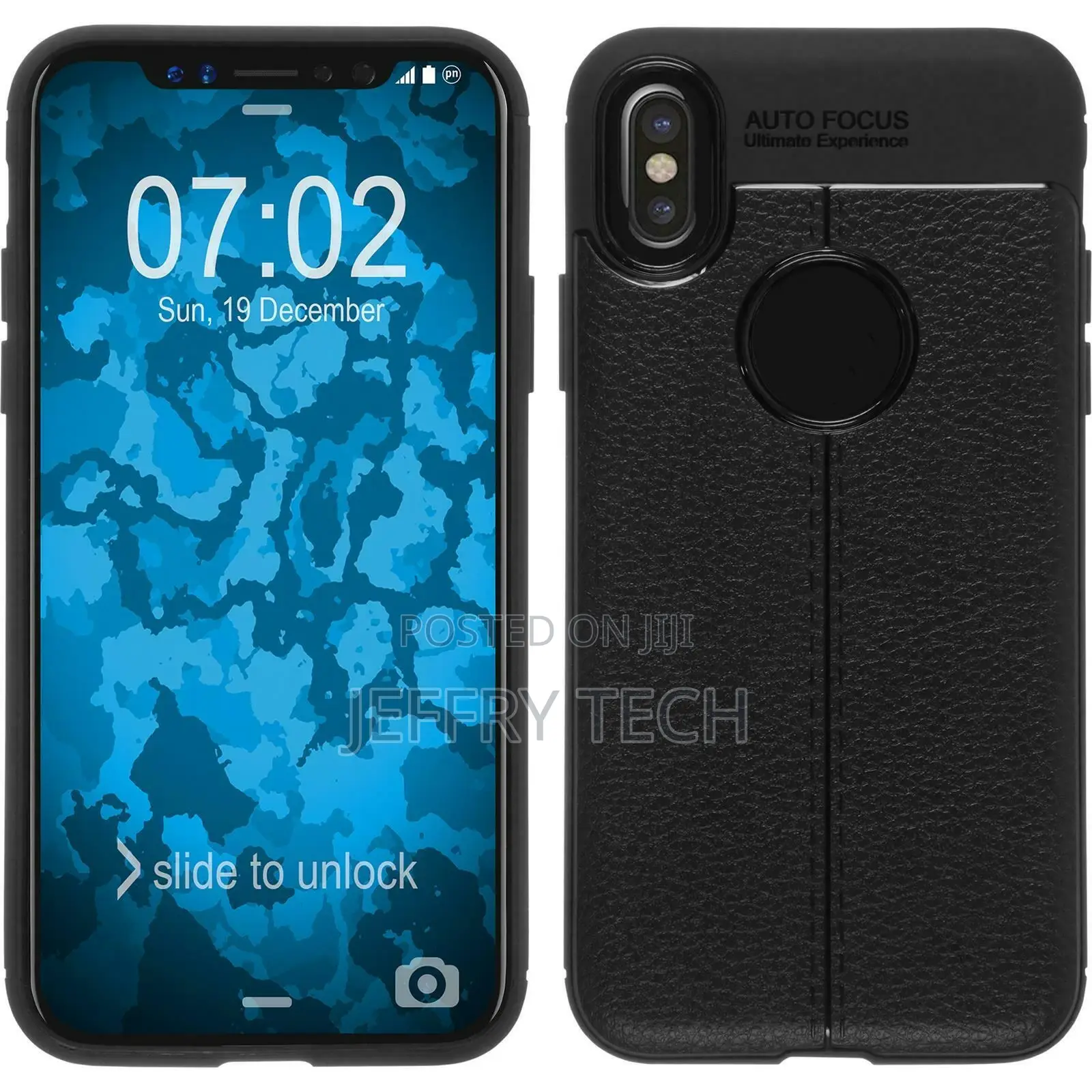 Silicone Case for Apple iPhone X/Xs Black Leather Look Cover