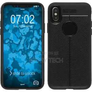 Silicone Case for Apple iPhone X/Xs Black Leather Look Cover