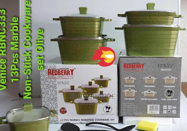 13 Pcs Marble Red Berry Cookware Set - main view
