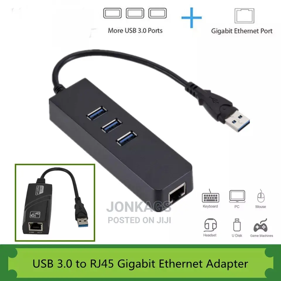 USB to RJ45 Ethernet Adapter + 3 USB
