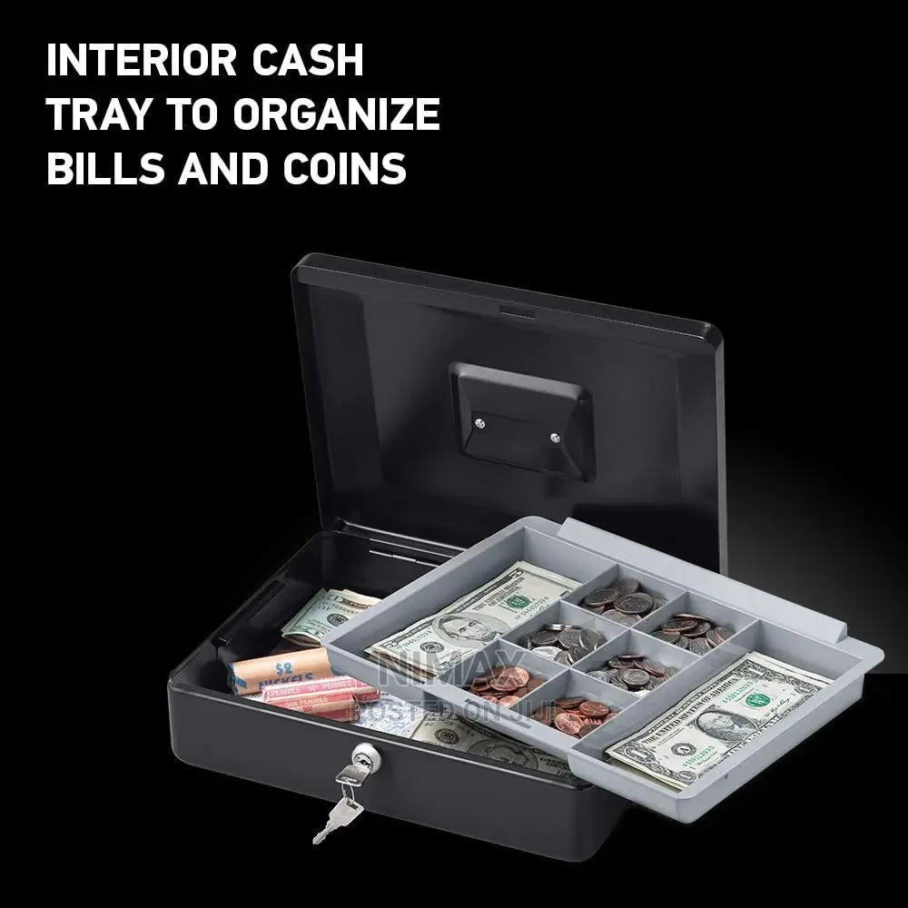 Locking Steel Cash Box With Removable Change Tray