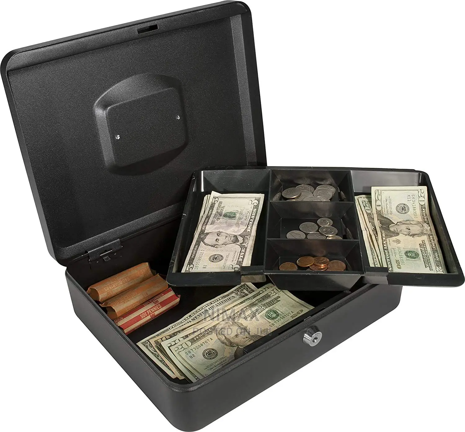 Locking Steel Cash Box With Removable Change Tray