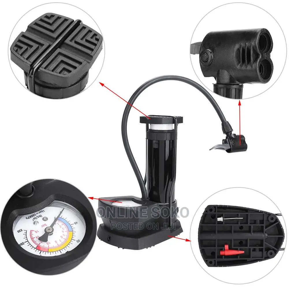Portable Mini High Pressure Mini Foot Pump - Pressure Gauge