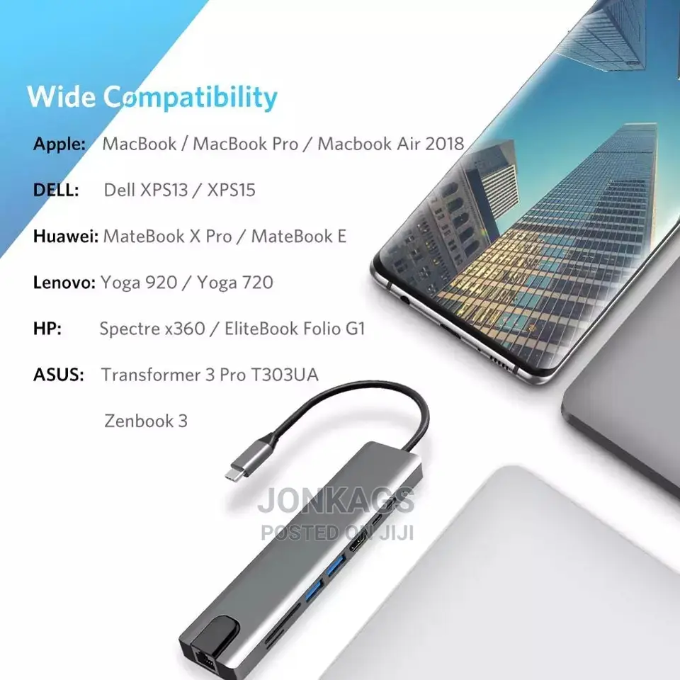Type C 8 in 1:HDMI + PD +USB3.0*1+Usb2.0*1+TF+SD+USB C+RJ45