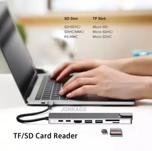 Type C 8 in 1:HDMI + PD +USB3.0*1+Usb2.0*1+TF+SD+USB C+RJ45