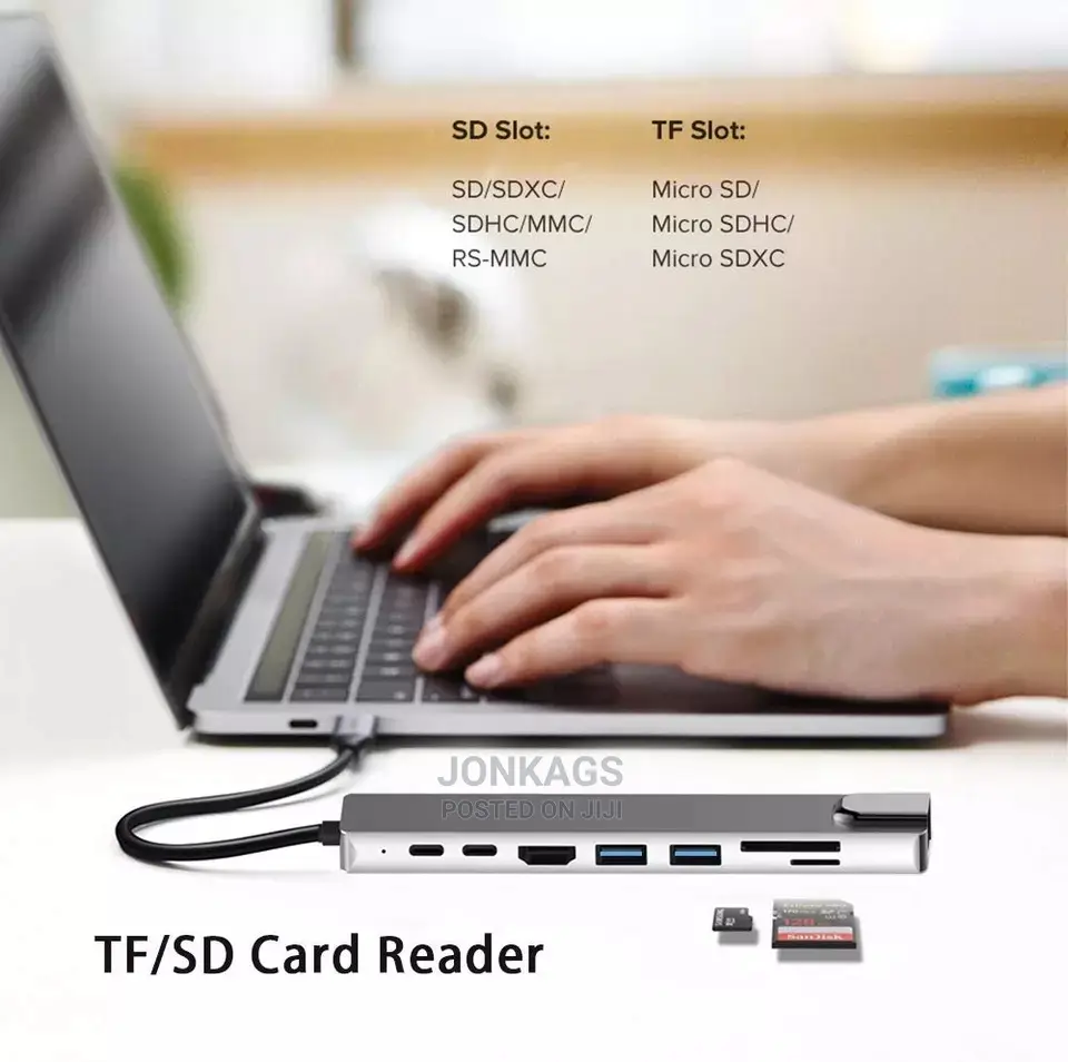Type C 8 in 1:HDMI + PD +USB3.0*1+Usb2.0*1+TF+SD+USB C+RJ45