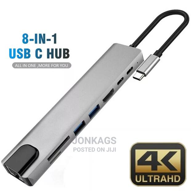 Type C 8 in 1:HDMI + PD +USB3.0*1+Usb2.0*1+TF+SD+USB C+RJ45