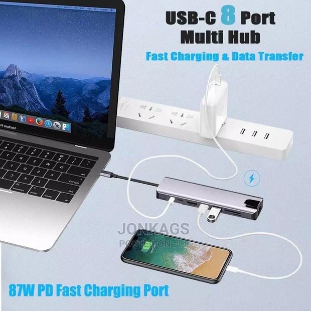 Type C 8 in 1:HDMI + PD +USB3.0*1+Usb2.0*1+TF+SD+USB C+RJ45 - thumbnail 6
