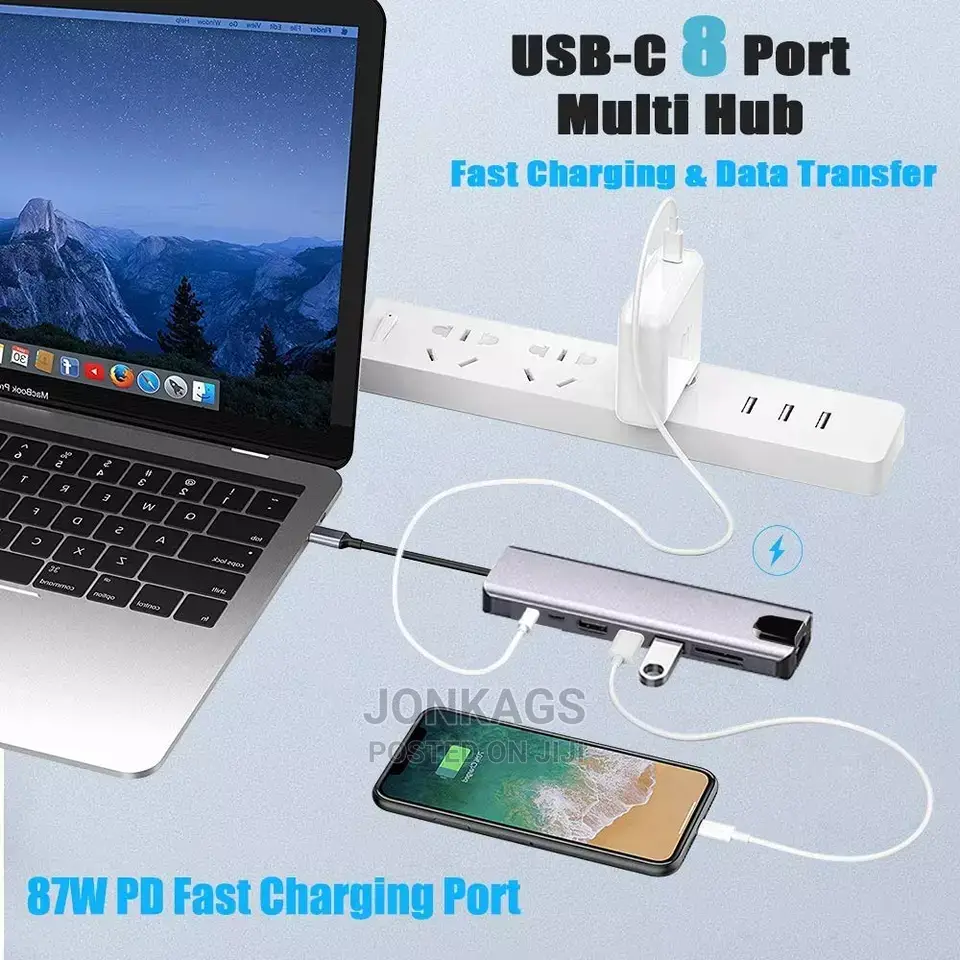Type C 8 in 1:HDMI + PD +USB3.0*1+Usb2.0*1+TF+SD+USB C+RJ45