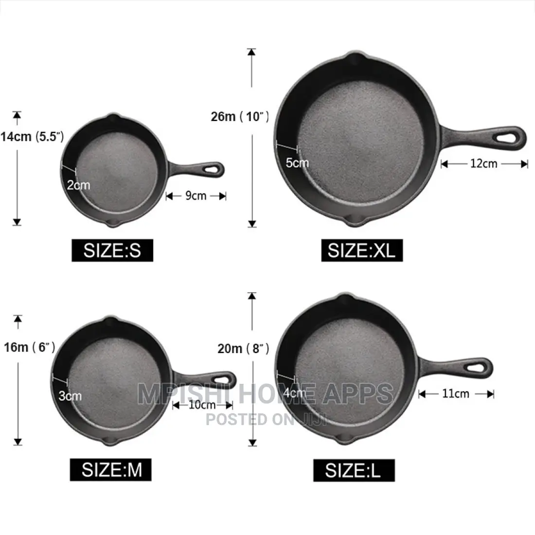 Cast Iron Skillet 14-26cm