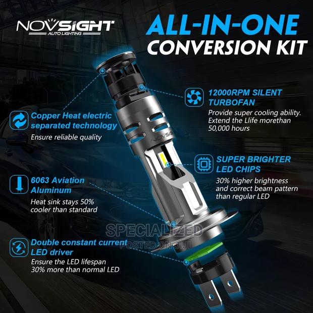 H7 Novsight Led Series Headlight Bulbs Bright White Light - thumbnail 2