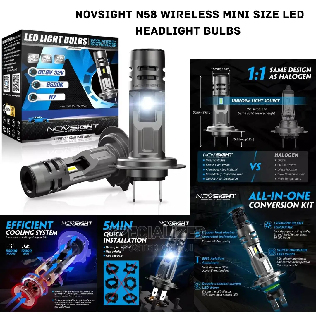 Novsight H7 Brightest Wireless Led Car Headlight Bulbs in Nairobi Central Vehicle Parts