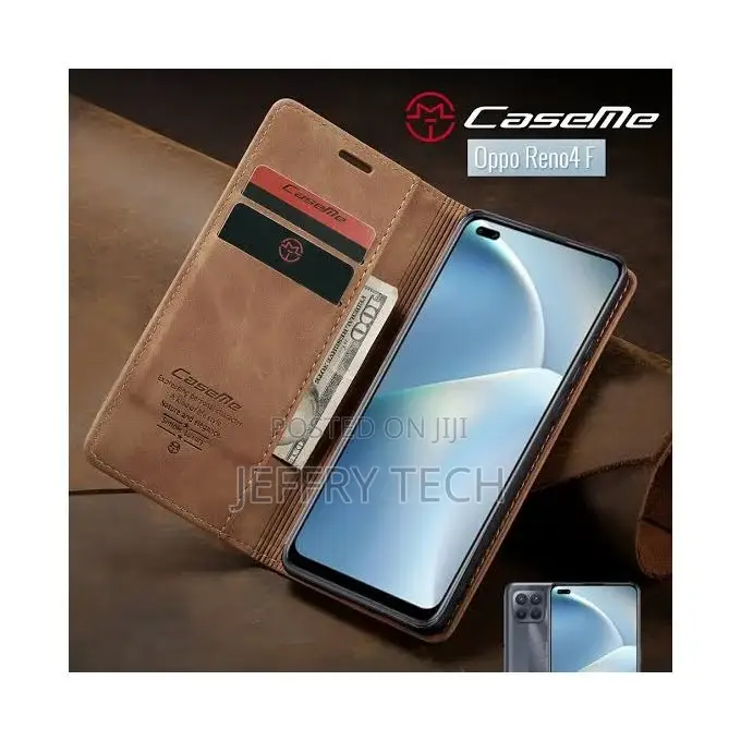 Caseme Leather Flip Case for Oppo A74 With Pockets