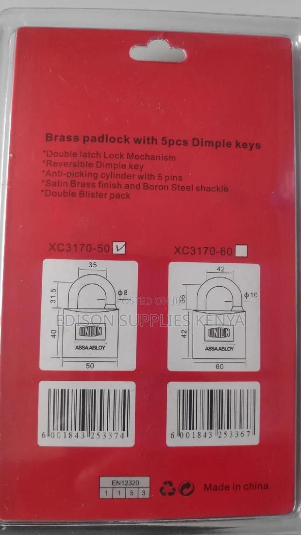 Union Padlock Maximum Protection Dimple Key Padlock - 5 Keys - thumbnail 2