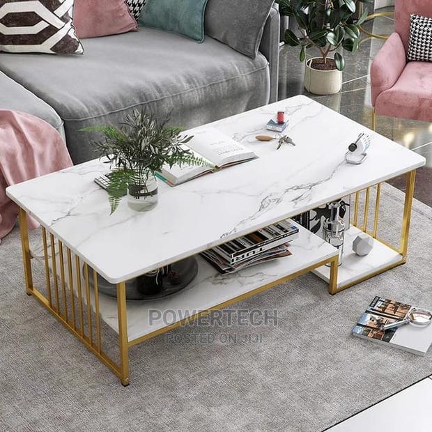 Marble Effect Wooden Coffee Table