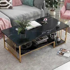 Big Size Marble Effect Wooden Coffee Table