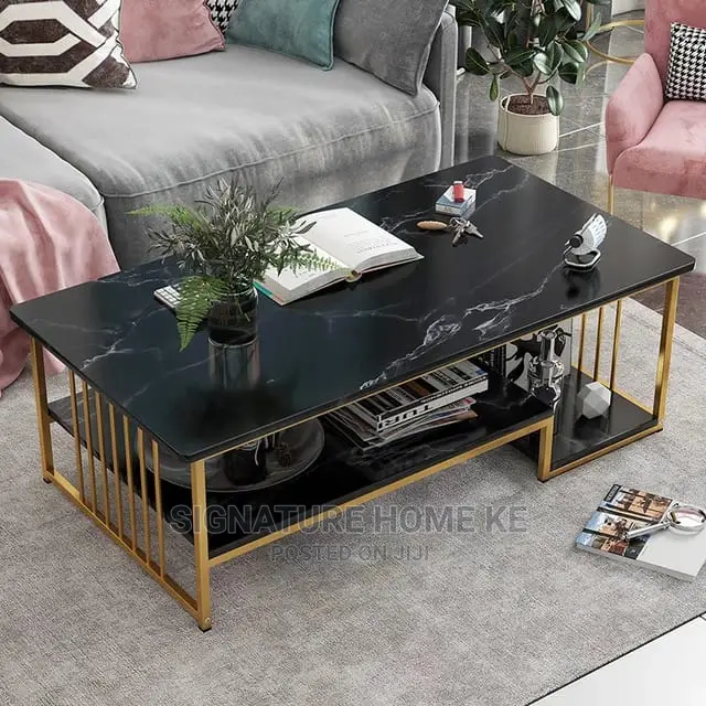 Big Size Marble Effect Wooden Coffee Table
