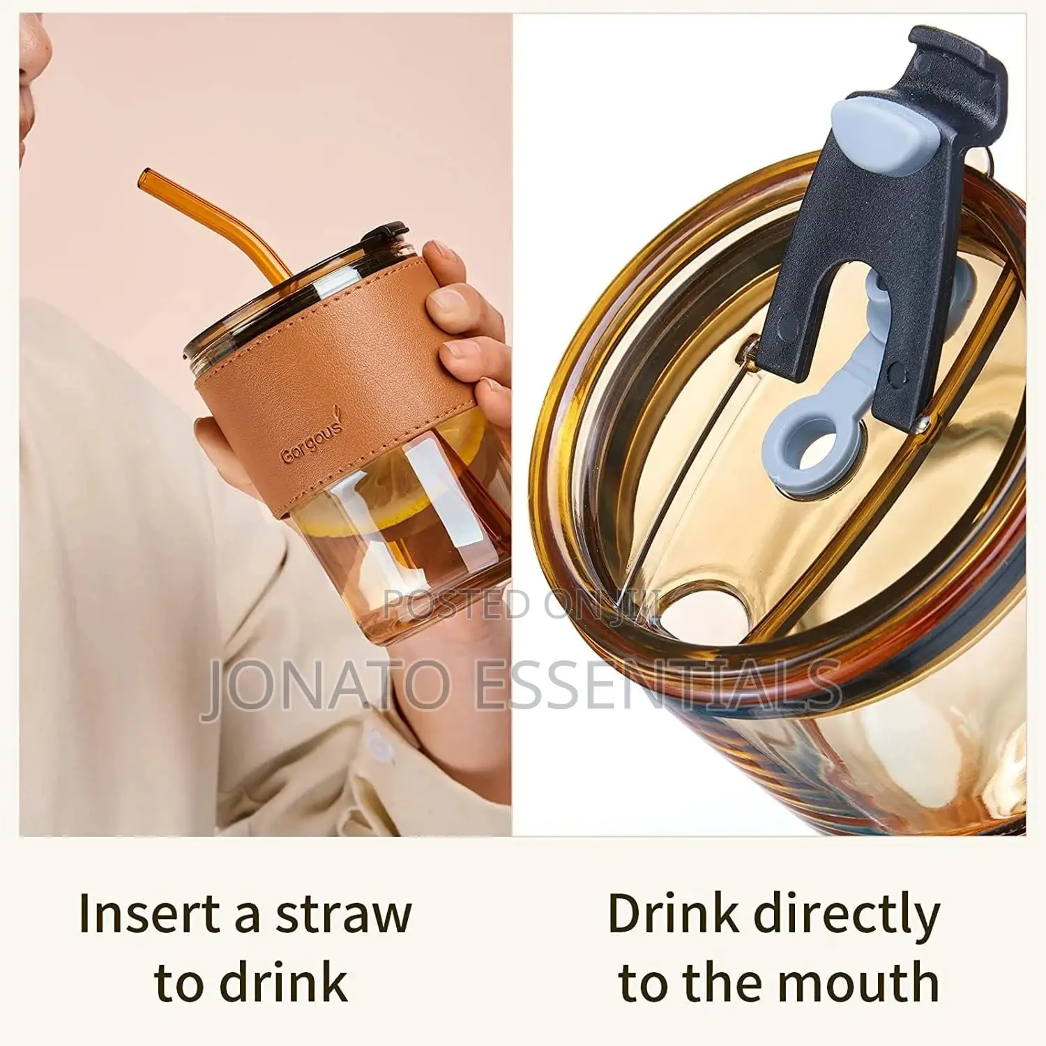 Glass Tumbler With Straw and Lid