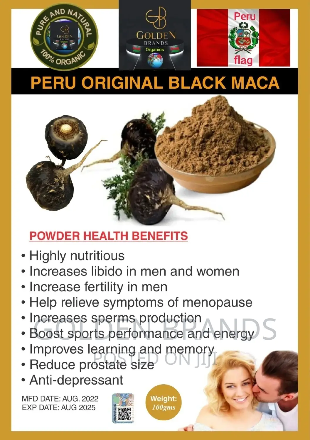 Libido High Booster Black Maca Powder Natural Roots Extracts