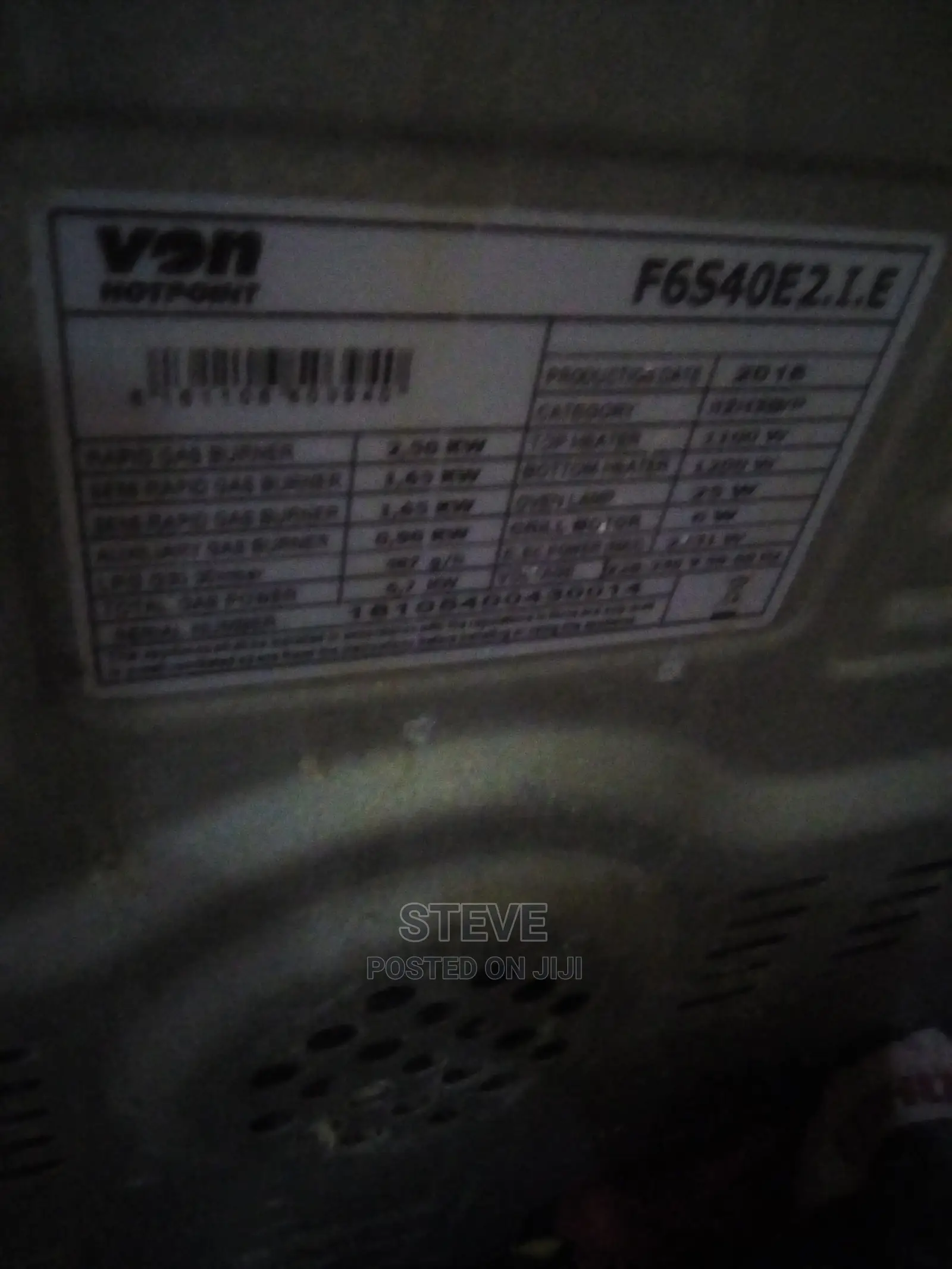 Von Standing 60x60 Cooker 4gas Burner Elecbaking Oven/Grill