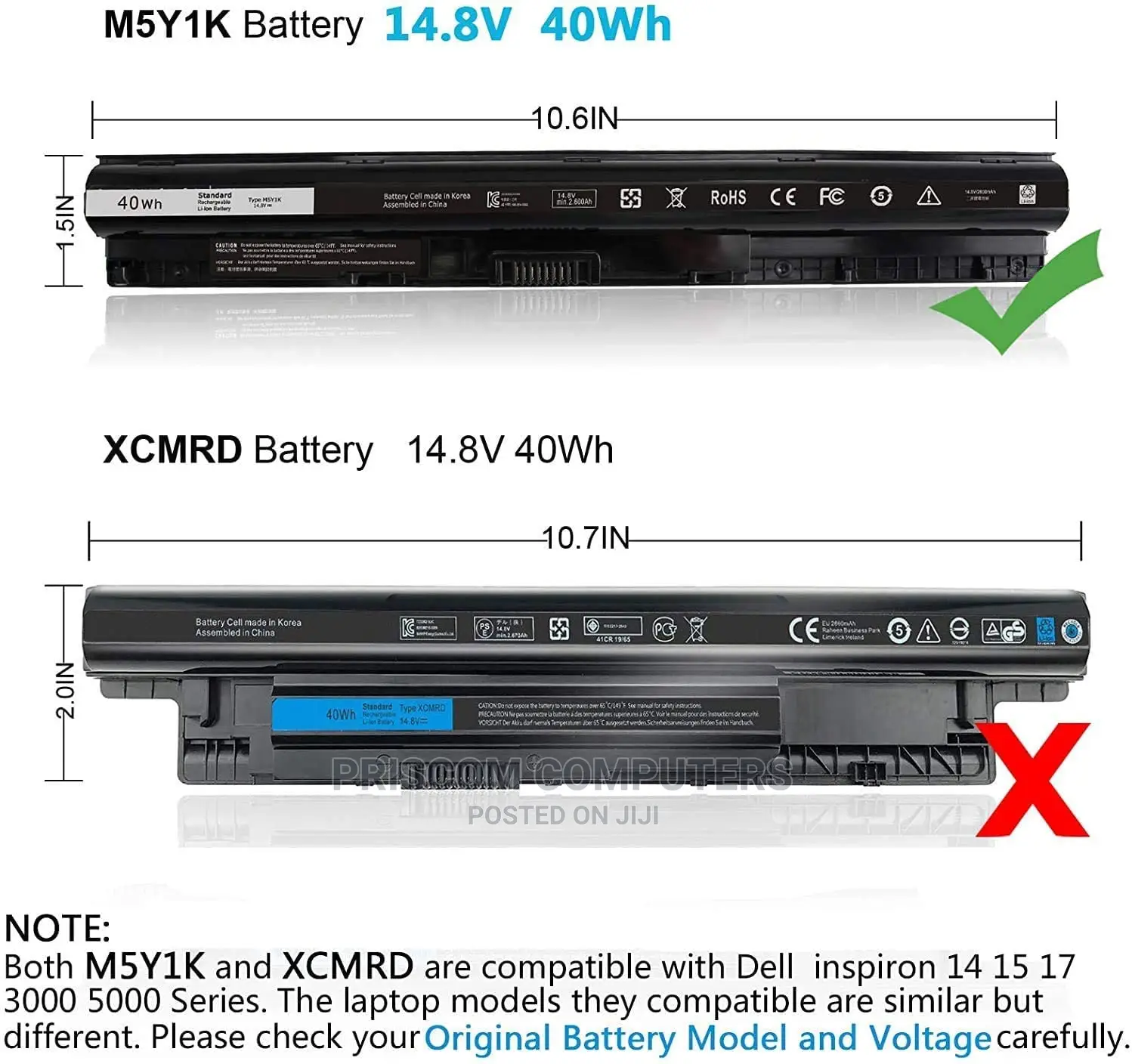 Dell Inspiron 14 15 3000 Series Battery