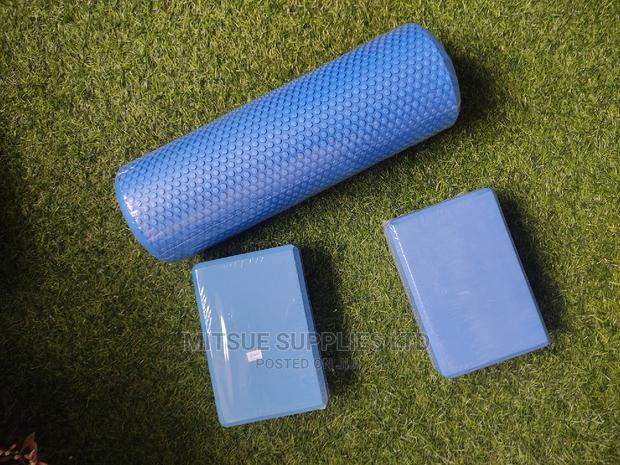 Foam Roller With 2 Yoga Blocks- Blue - thumbnail 3
