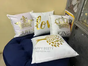 White QND Gold Throw Pillows