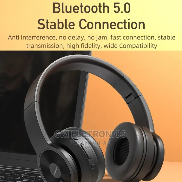 Original Awei Foldable Wireless Bluetooth Headphone(Black