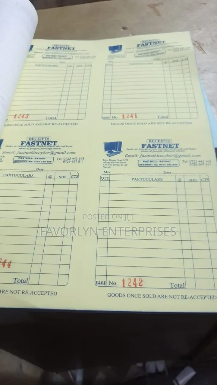 Receipt Books  Printings