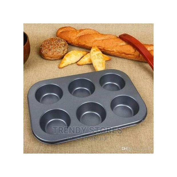 6 Holes Cup Cake Baking Tins +FREE 6 Re-Usable Cake Molds - main view