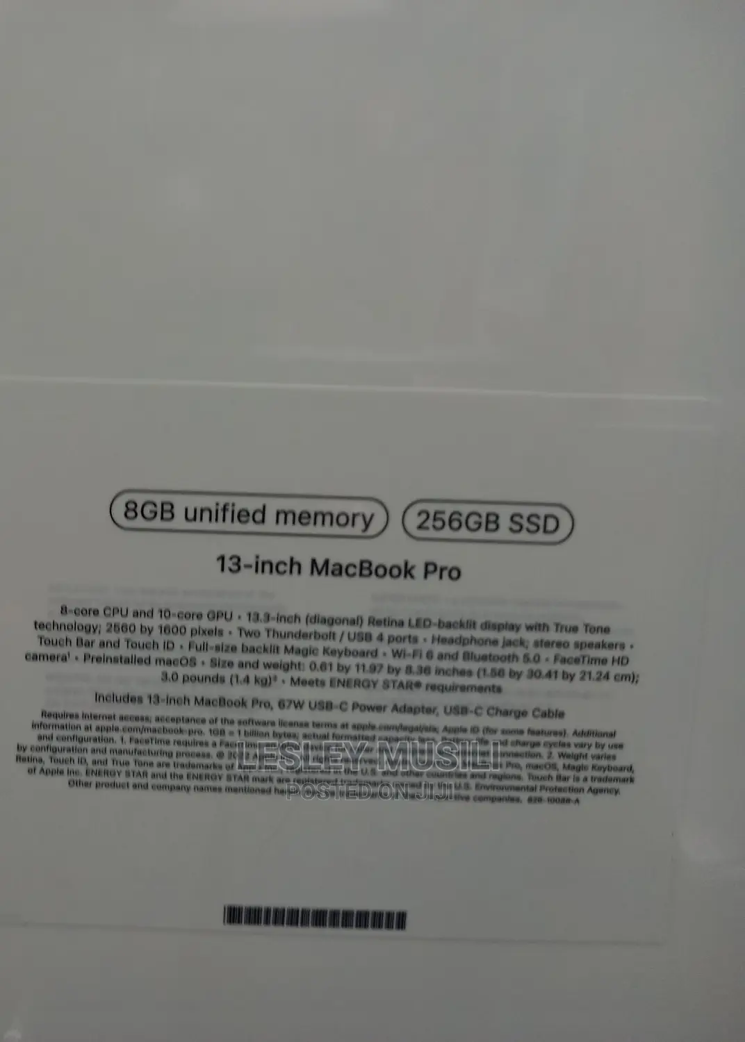 New Laptop Apple MacBook Pro 2022 M2 8GB Apple M2 SSD 256GB
