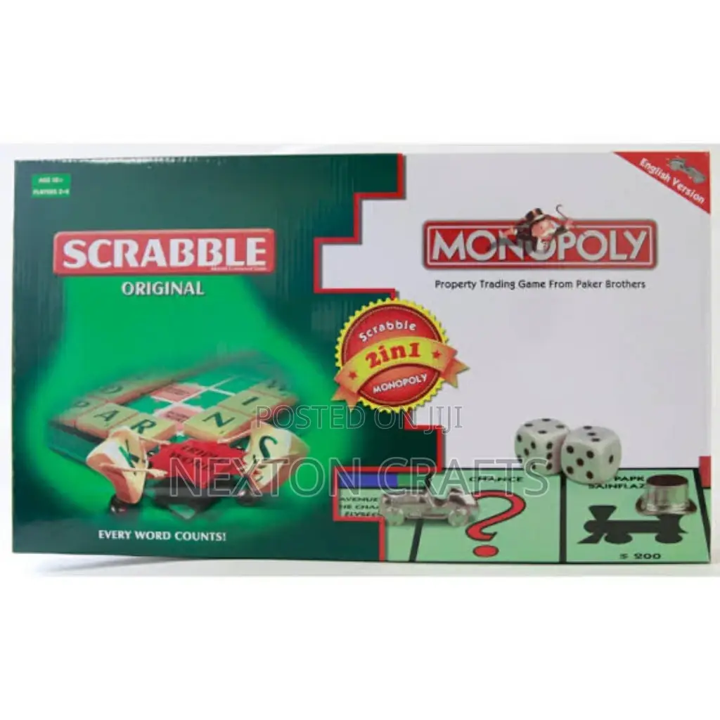 Monopoly+Scrabble 2 In 1 Pack Of Board Games
