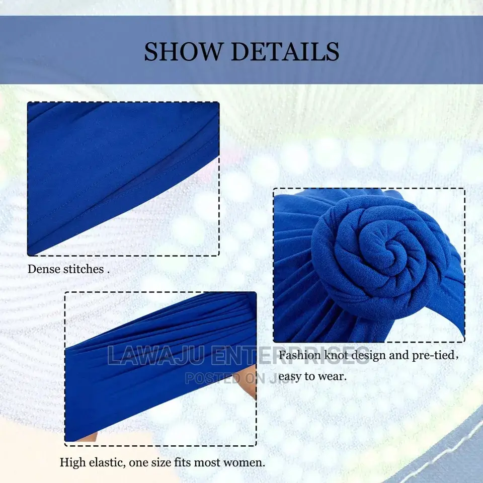 100% Cotton Turban Headband Head Wrap Bonnet Cap