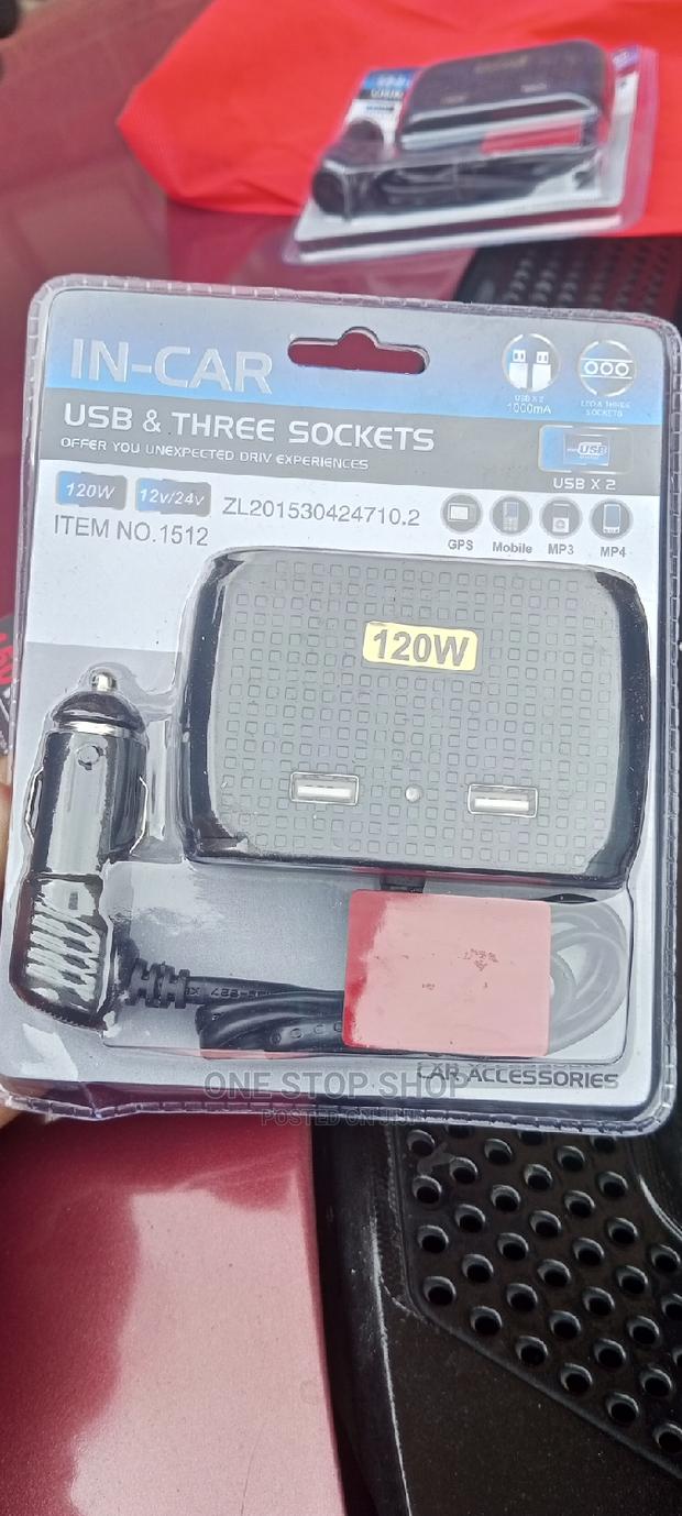 120w Tripple Socket Cigarette Lighter Extension - thumbnail 2
