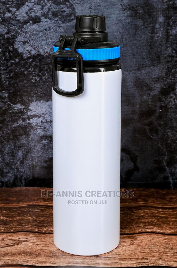 White Blue Ring Metal Bottle - main view