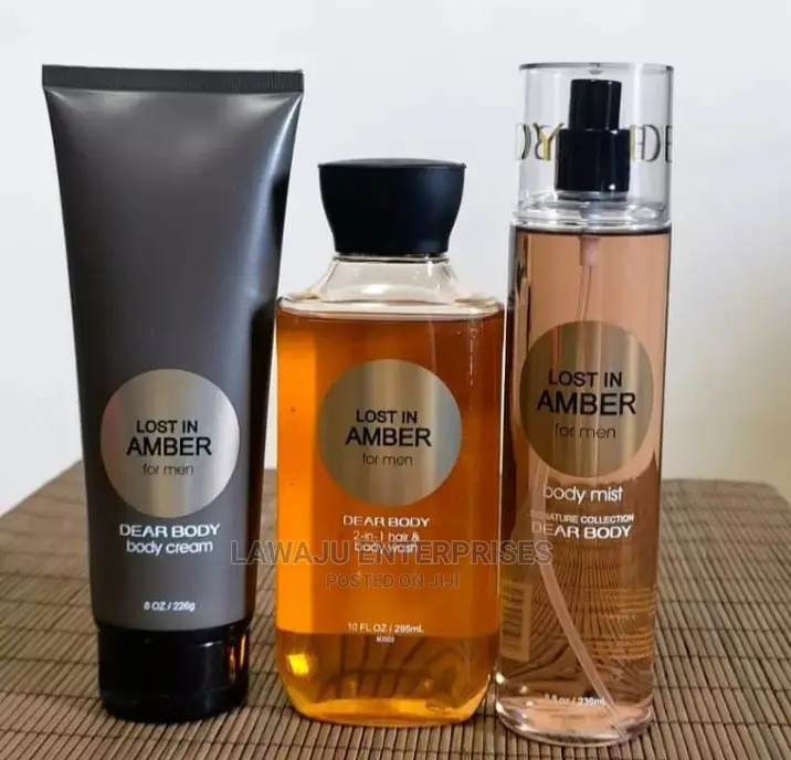 Lost in Amber for Men 3in1 Body Mist, Body Cream +Shower Gel