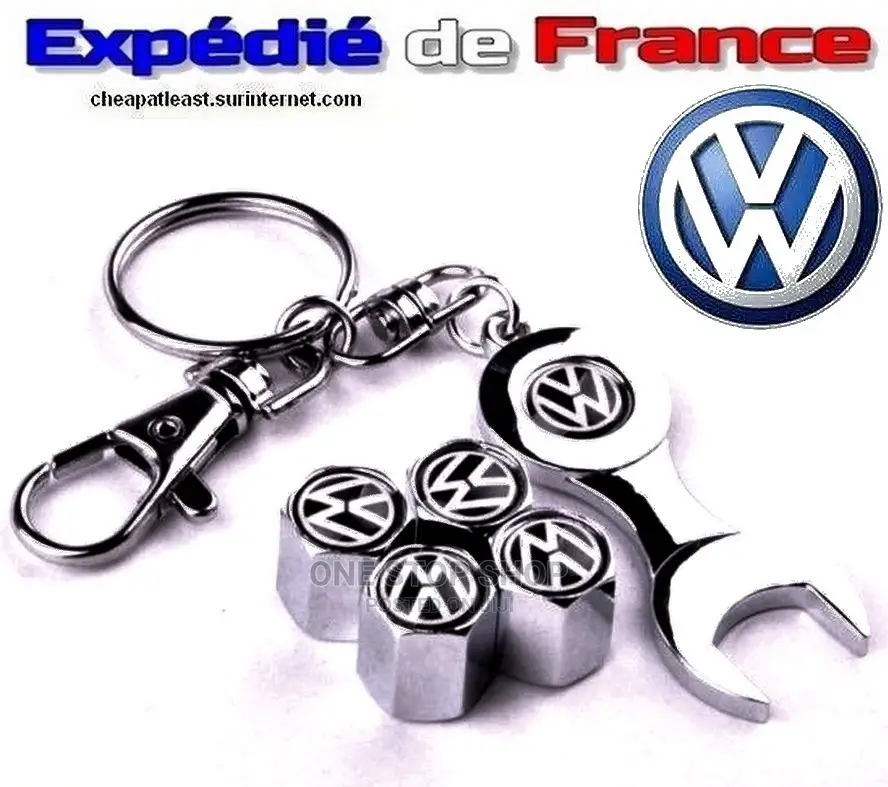 Volkswagen 4pcs of Tire Valve With Key Wrench Ring