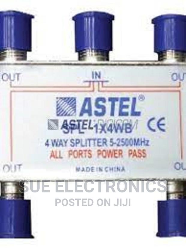 Astel 4 Way Satellite Antenna Cable TV Signal Splitter