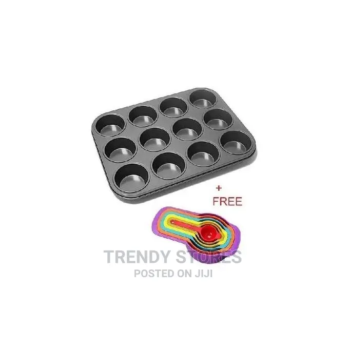 12-Hole Non-Stick Muffin Tray + Baking Measuring Spoons