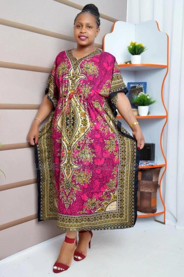 Ladies Free Size(Plus Size Fitting)Dashiki Maxi Dresses - main view