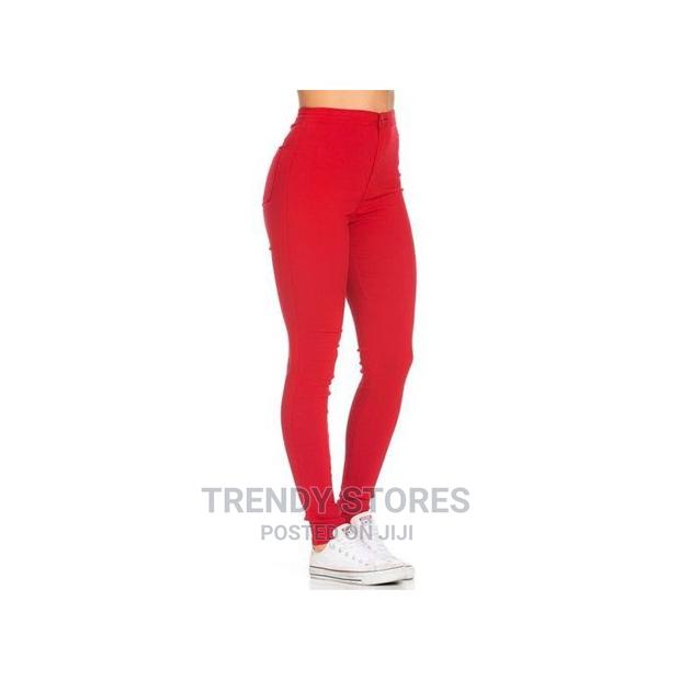 Red High Waist Jeans - main view