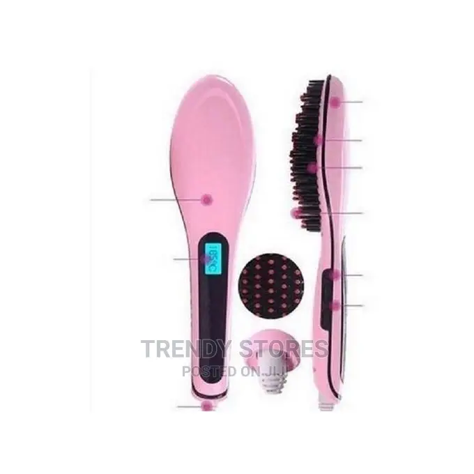 Hair Straighter -Hair Comb Brush -Pink/Black