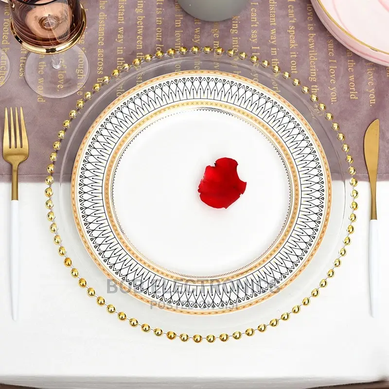 Gold Beads Charger Plates