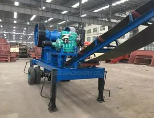Small Diesel Jaw Crusher on Trailer. Portable Rock Crusher
