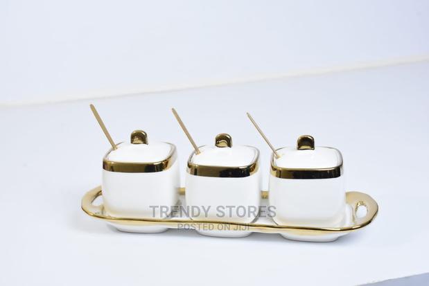 Subashi 3pcs Sugar Dish With Gold Ring - main view