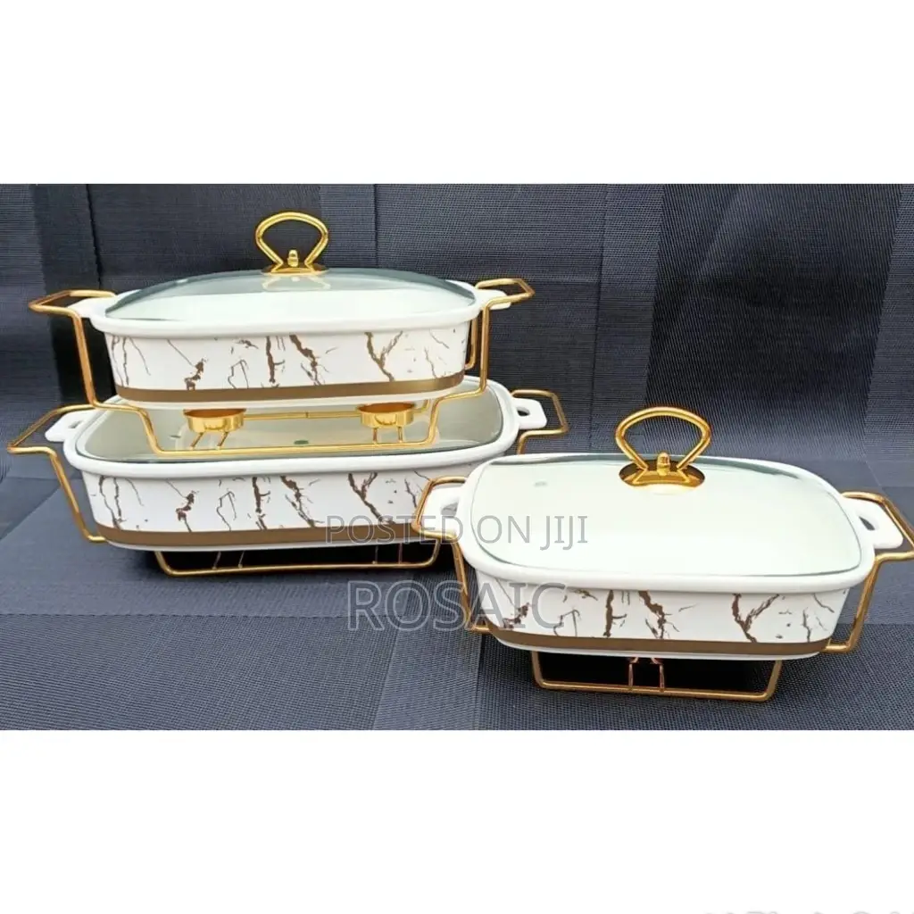 Set of 3 Ceramic Chaffing Dishes 