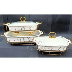 Set of 3 Ceramic Chaffing Dishes 